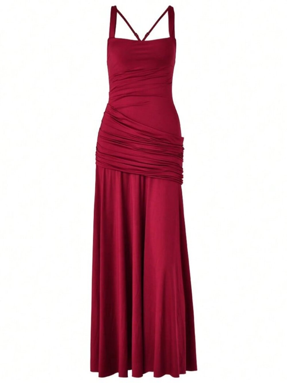 Burgundy Elegant Women's Strapless Fitted Dress - Picture 7 of 7